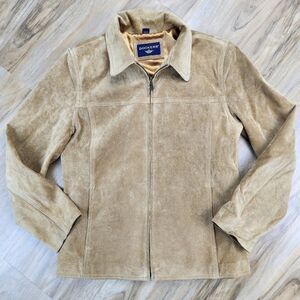 💜Dockers Tan Genuine Leather Zippered Jacket Large